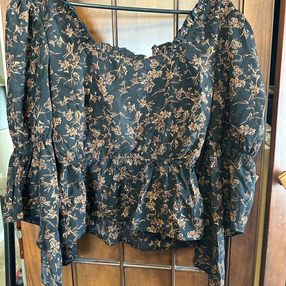 Disturbia Black and Brown Floral Blouse